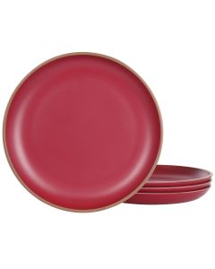 Gibson Home Rockabye 4 Piece Melamine Dinner Plate Set in Dark Pink