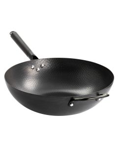 Gibson Home Hammered 13 Inch Heavy Gauge Carbon Steel Wok in Black